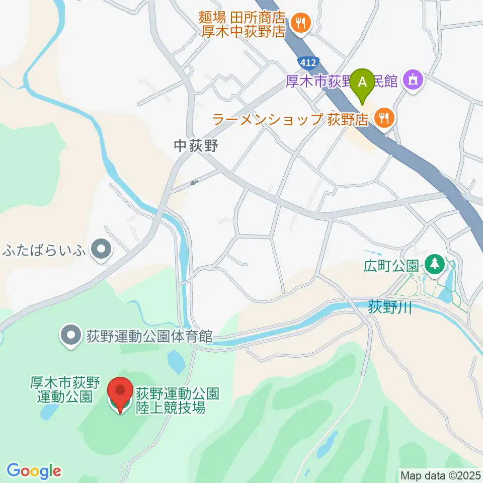 荻野運動公園競技場周辺のコンビニエンスストア一覧地図