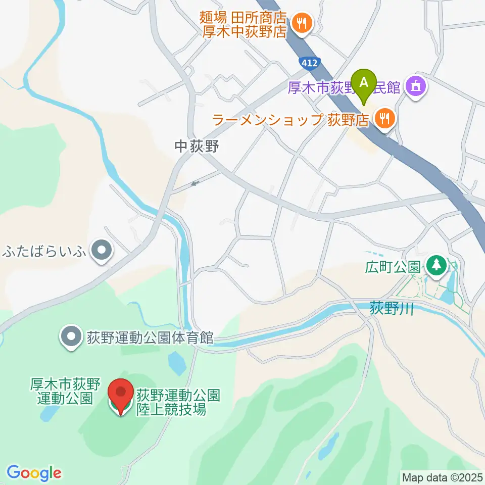 荻野運動公園競技場周辺のコンビニエンスストア一覧地図
