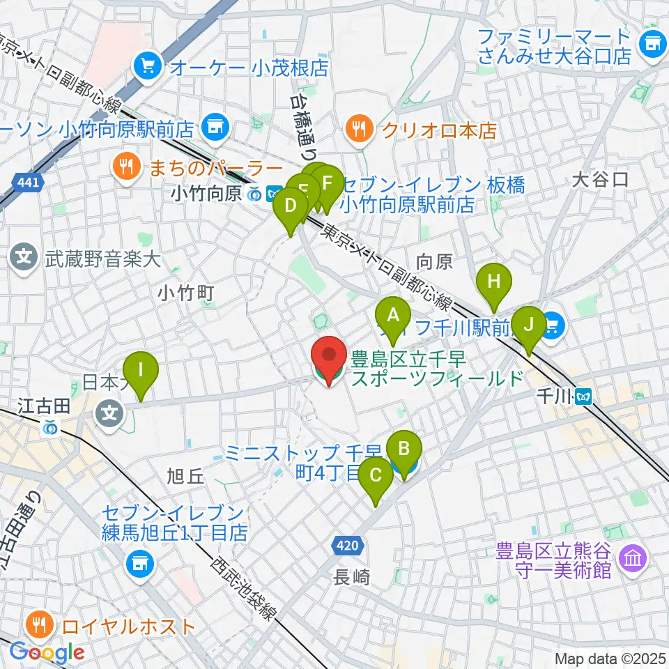 千早スポーツフィールド運動場周辺のコンビニエンスストア一覧地図