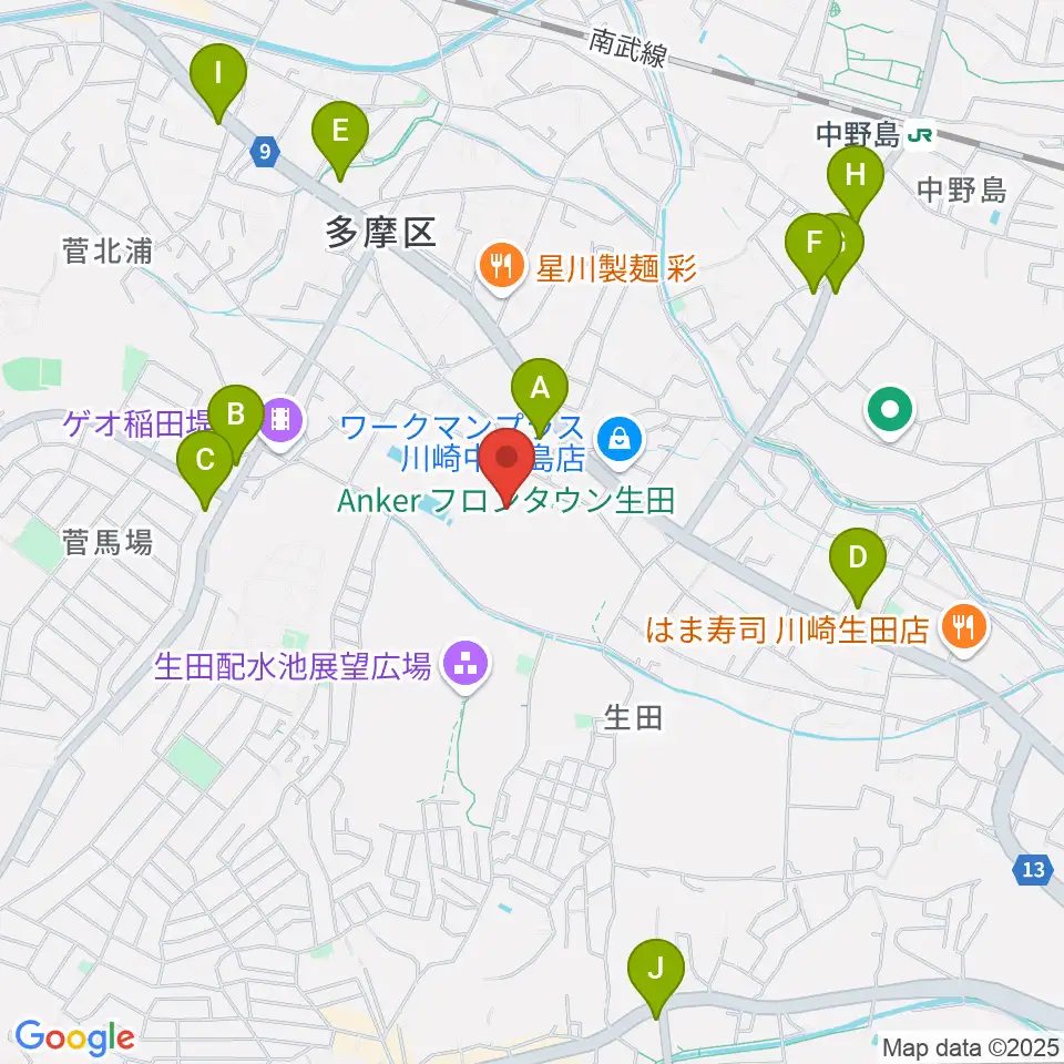 Ankerフィールド周辺のコンビニエンスストア一覧地図