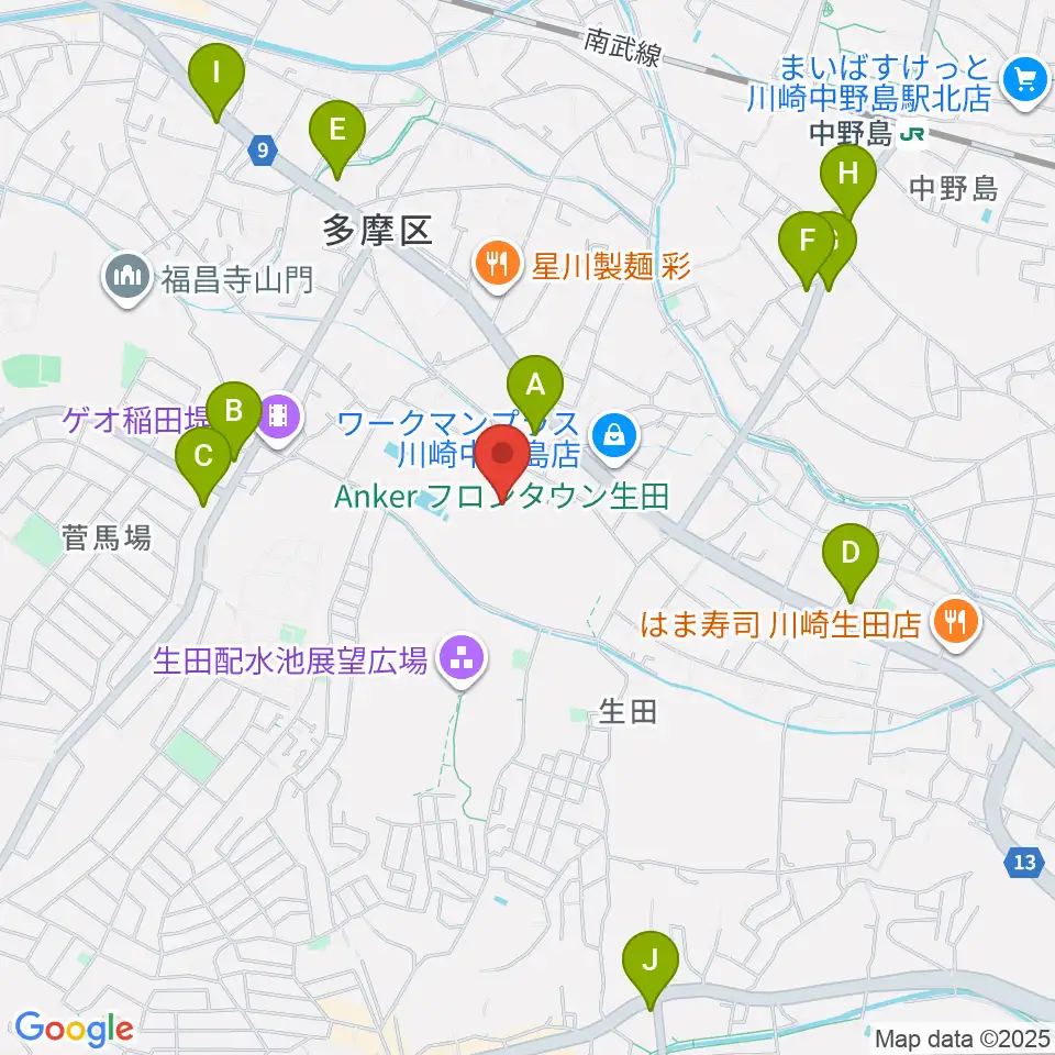 Ankerフィールド周辺のコンビニエンスストア一覧地図