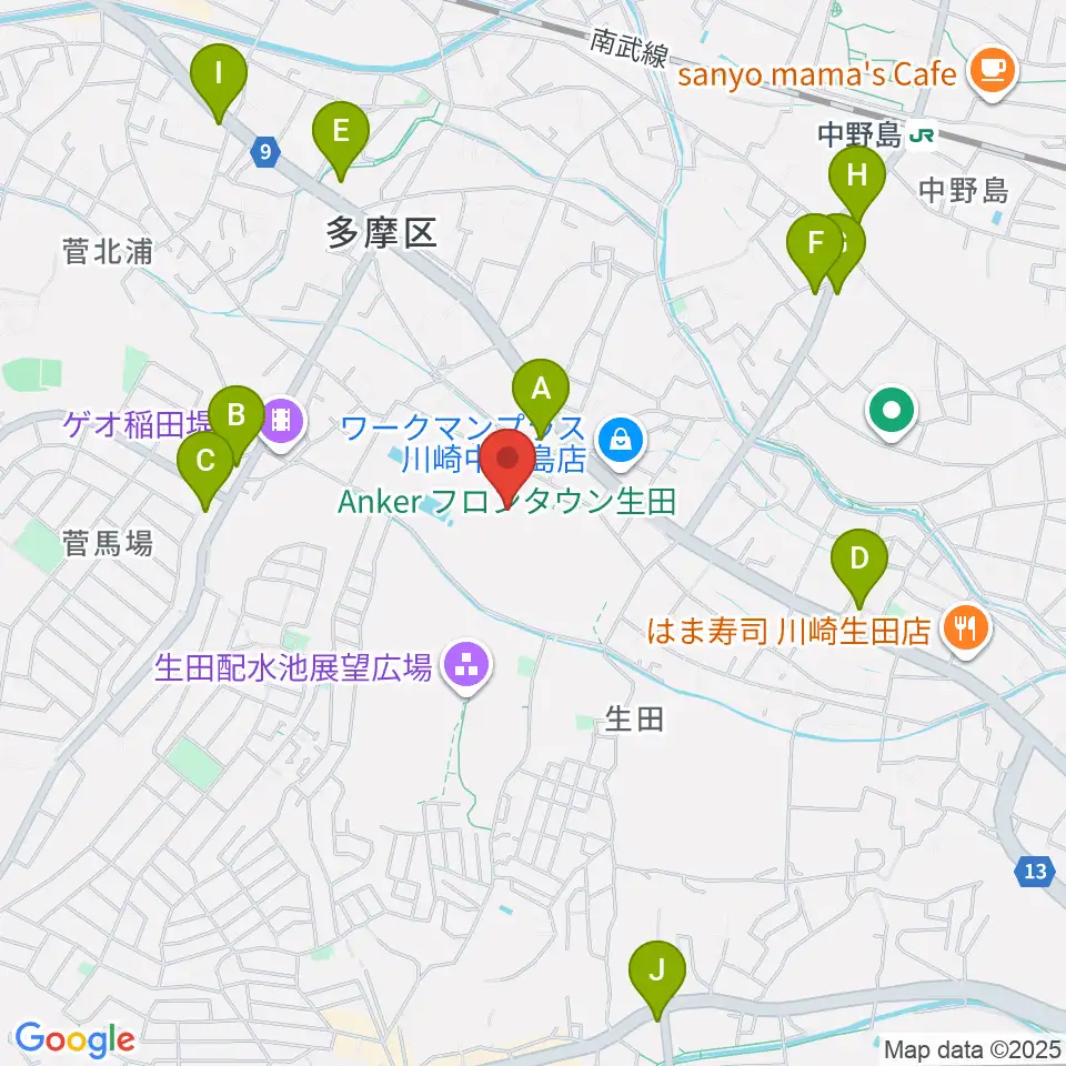 Ankerフィールド周辺のコンビニエンスストア一覧地図