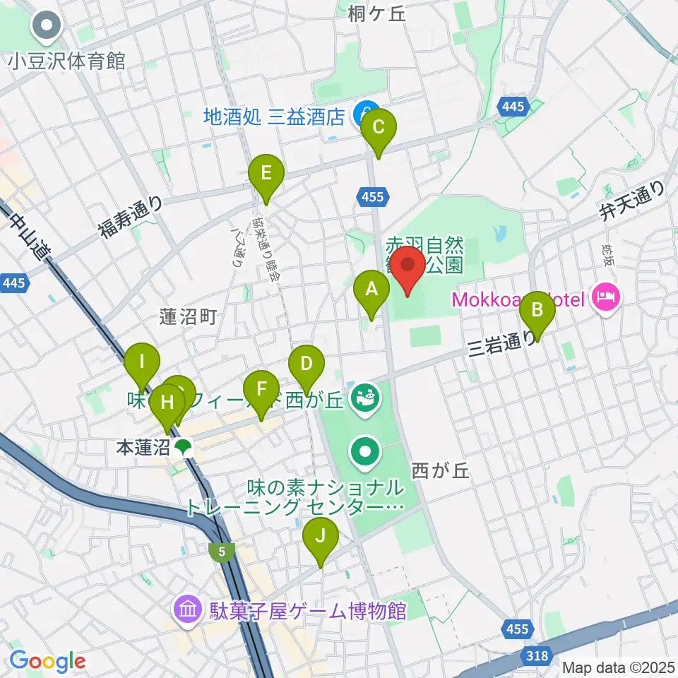 赤羽スポーツの森公園競技場周辺のコンビニエンスストア一覧地図