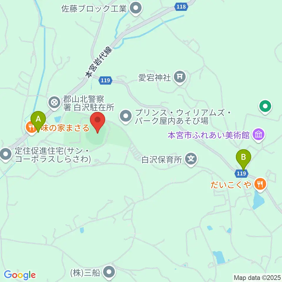 しらさわグリーンパーク周辺のコンビニエンスストア一覧地図