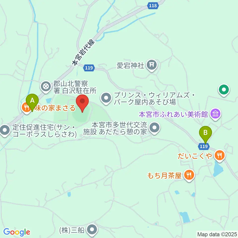 しらさわグリーンパーク周辺のコンビニエンスストア一覧地図