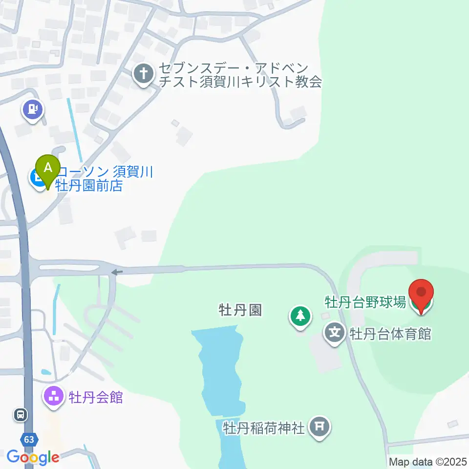 牡丹台野球場周辺のコンビニエンスストア一覧地図