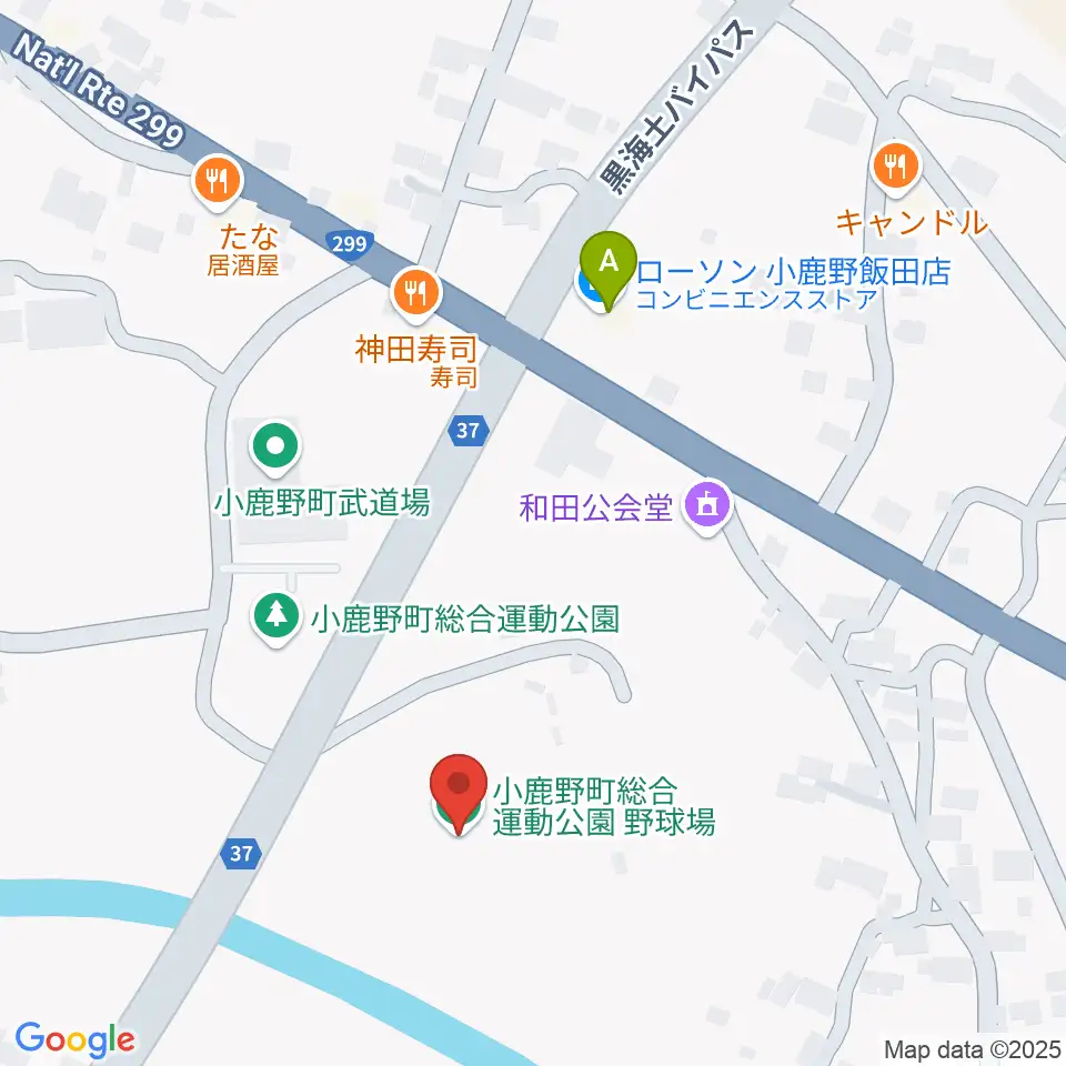 小鹿野町総合運動公園野球場周辺のコンビニエンスストア一覧地図