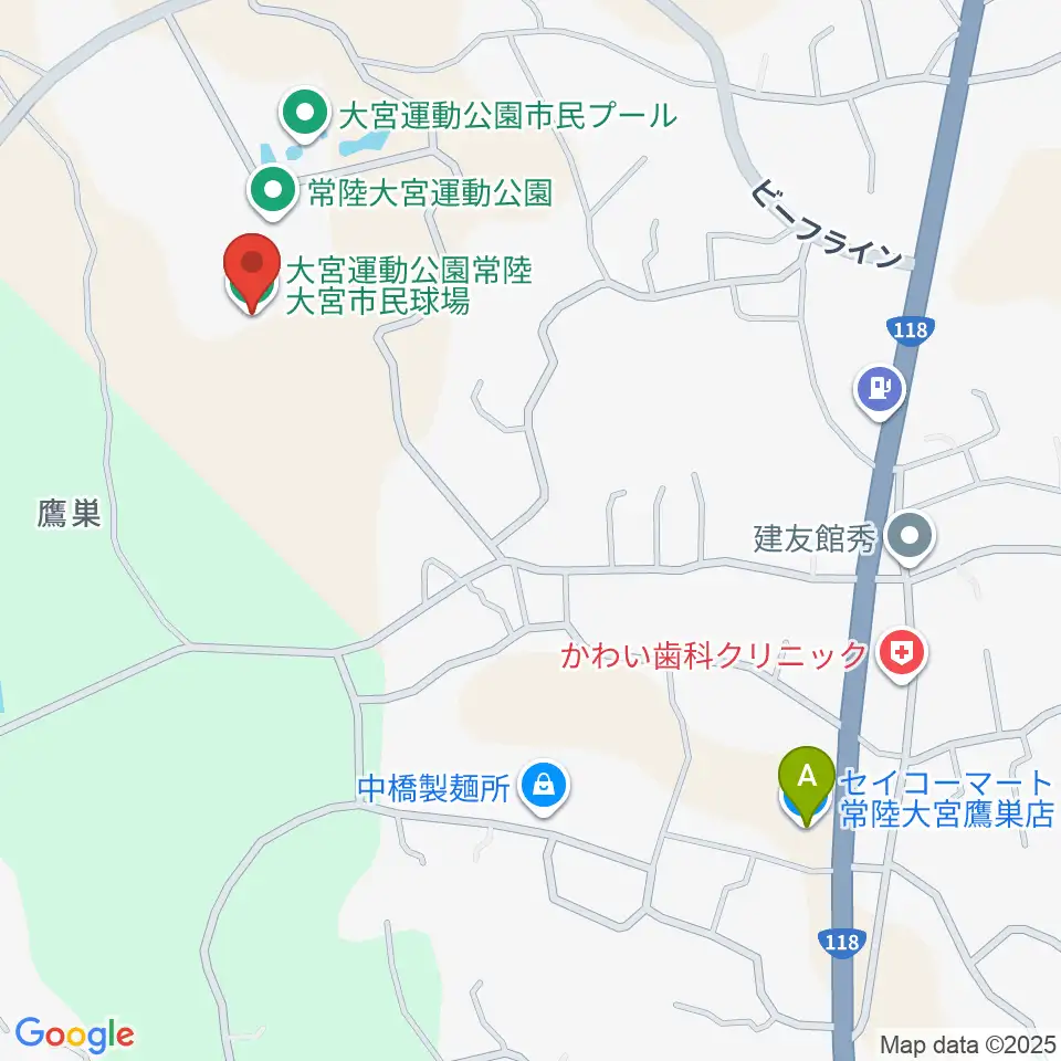 大宮市民球場周辺のコンビニエンスストア一覧地図