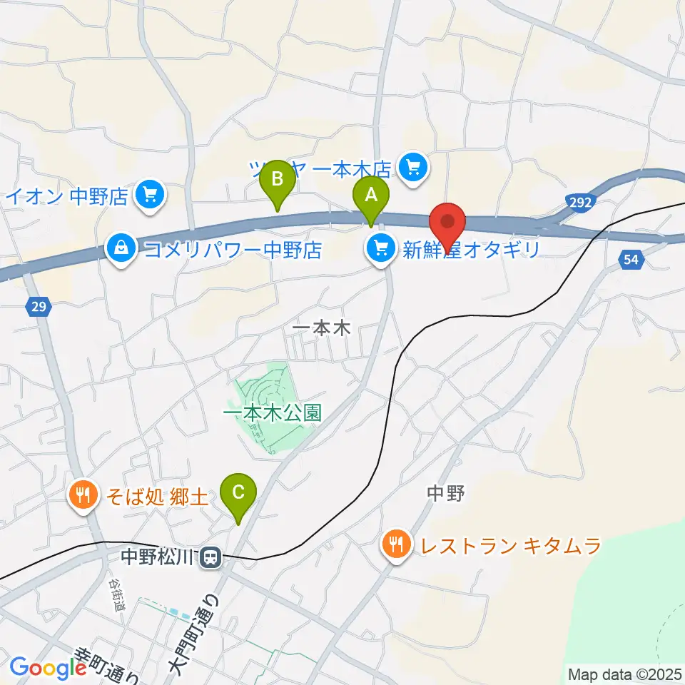 中野市営野球場周辺のコンビニエンスストア一覧地図