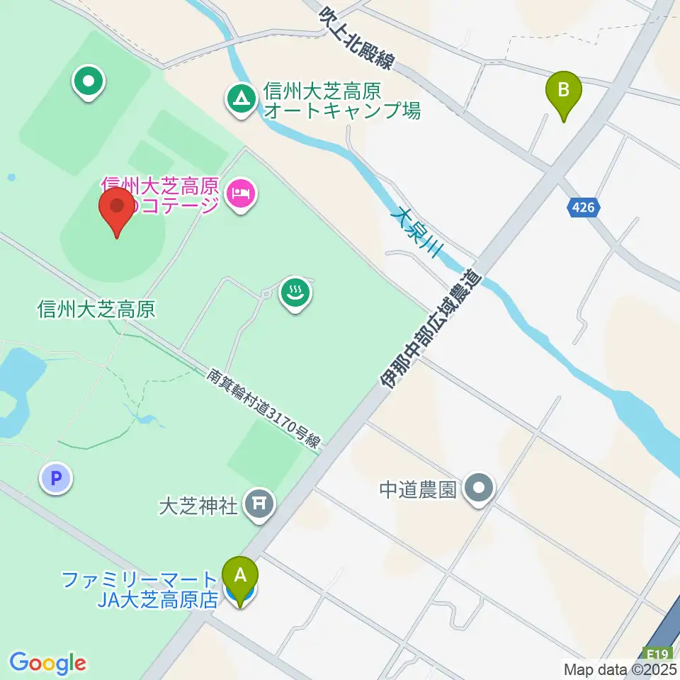 南箕輪村大芝公園野球場周辺のコンビニエンスストア一覧地図