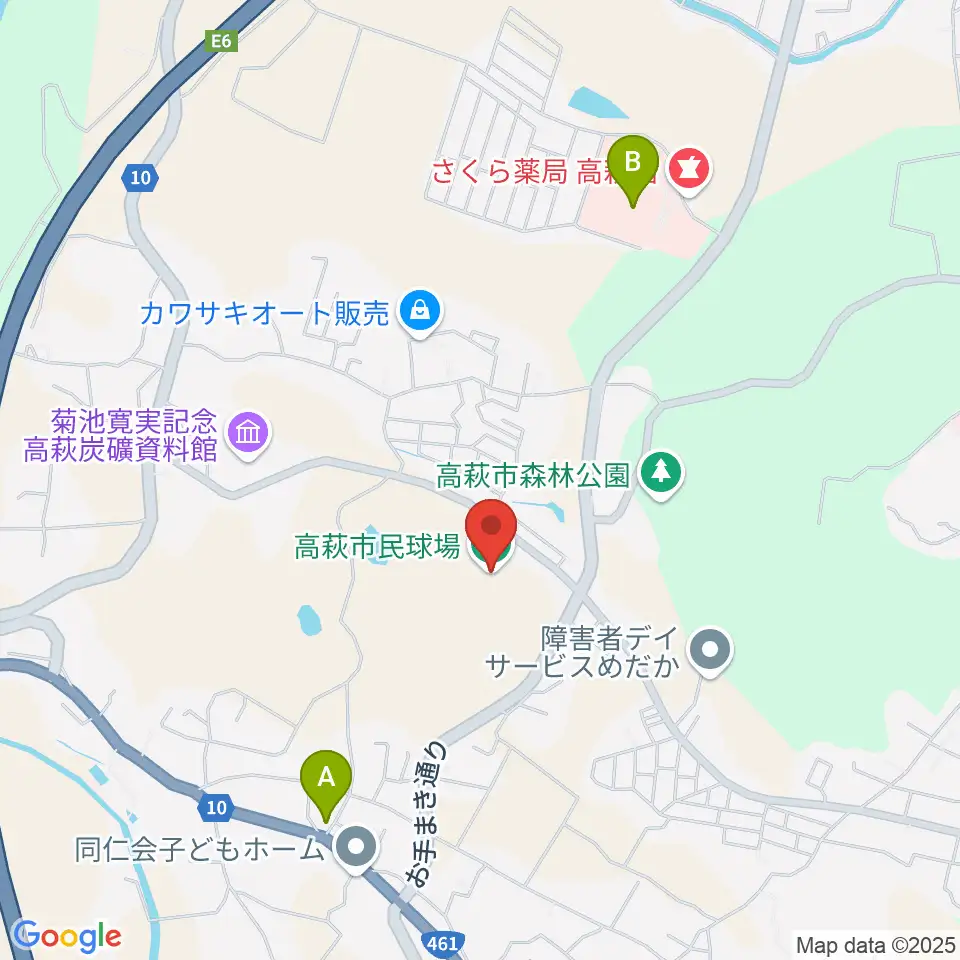 高萩市民球場周辺のコンビニエンスストア一覧地図