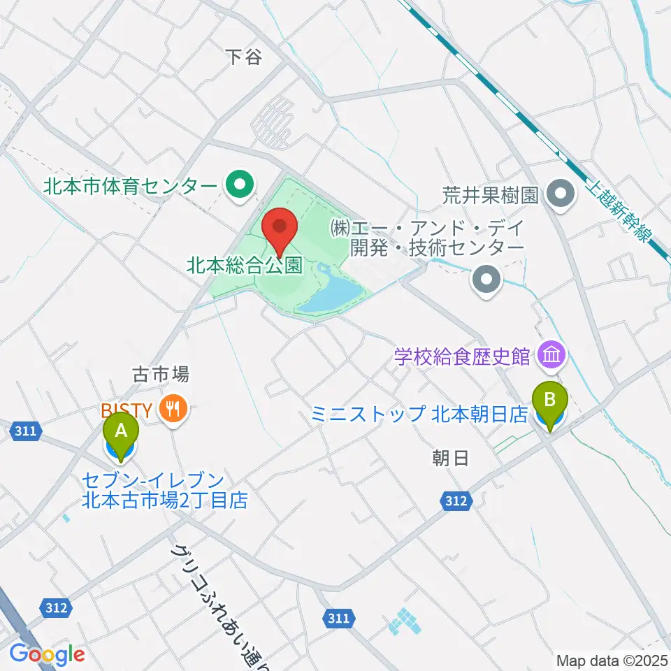 北本総合公園野球場周辺のコンビニエンスストア一覧地図