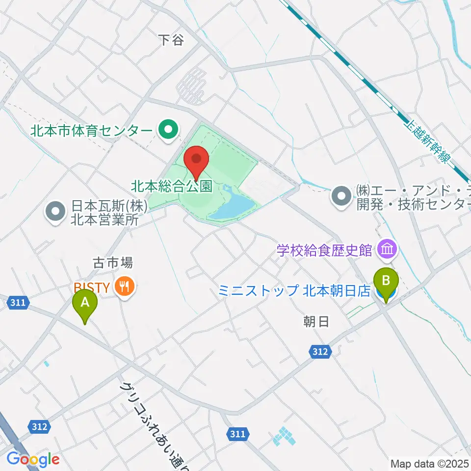 北本総合公園野球場周辺のコンビニエンスストア一覧地図