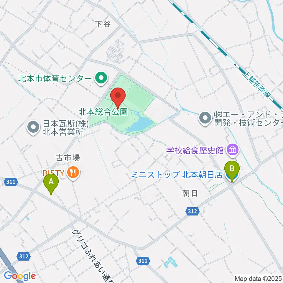北本総合公園野球場周辺のコンビニエンスストア一覧地図