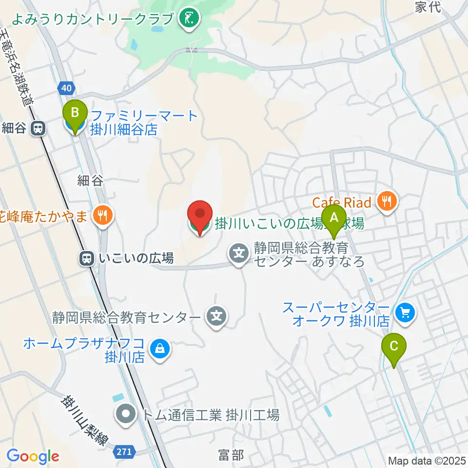 掛川市いこいの広場野球場周辺のコンビニエンスストア一覧地図