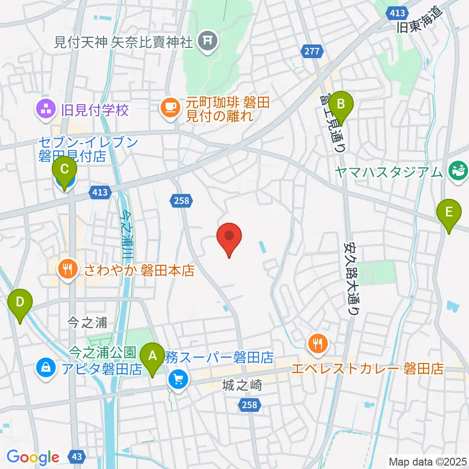 磐田城山球場周辺のコンビニエンスストア一覧地図