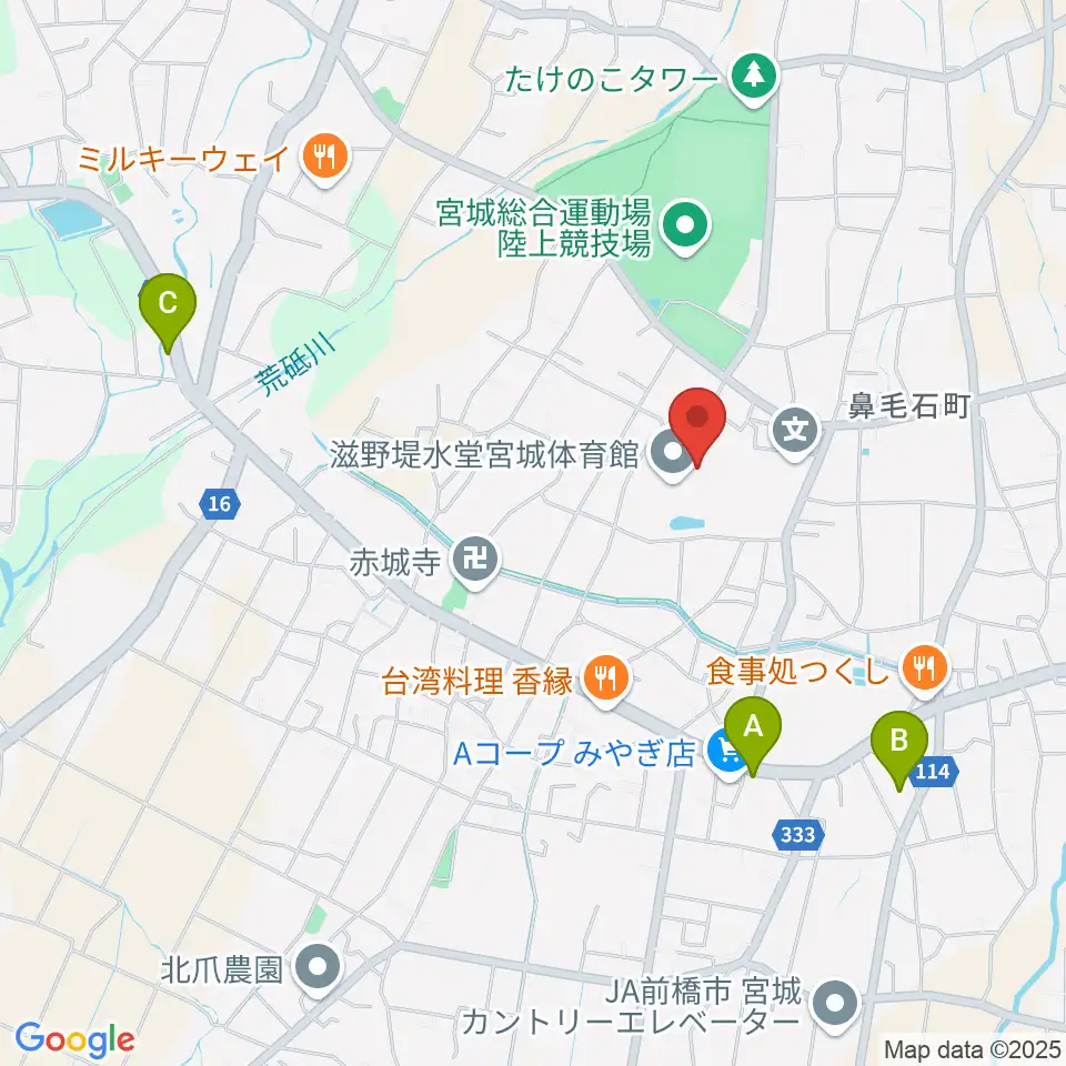 滋野堤水堂宮城体育館周辺のコンビニエンスストア一覧地図