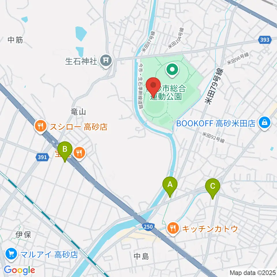 高砂市野球場周辺のコンビニエンスストア一覧地図