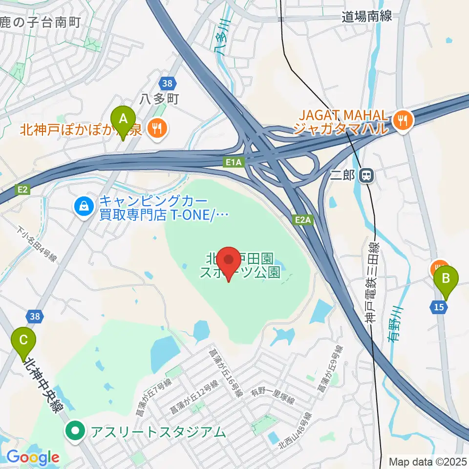 あじさいスタジアム北神戸周辺のコンビニエンスストア一覧地図