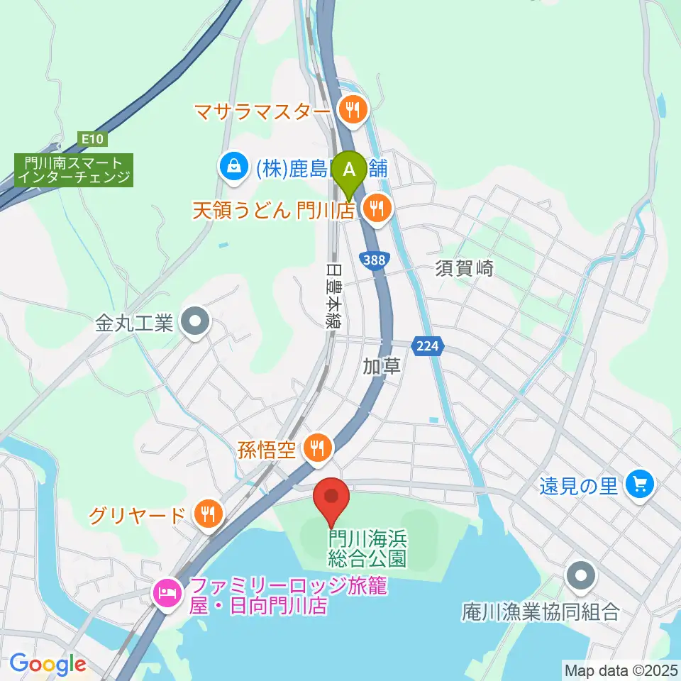 門川海浜総合公園野球場周辺のコンビニエンスストア一覧地図