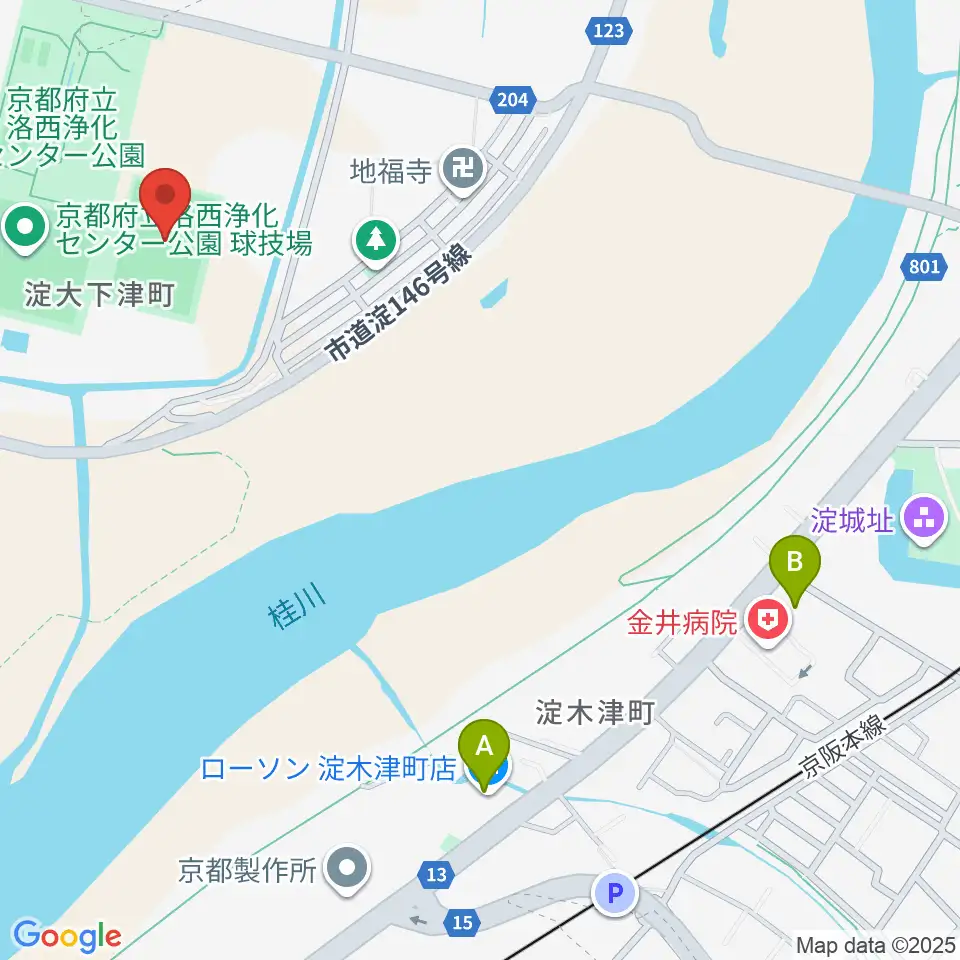 アクアパルコ洛西球技場周辺のコンビニエンスストア一覧地図