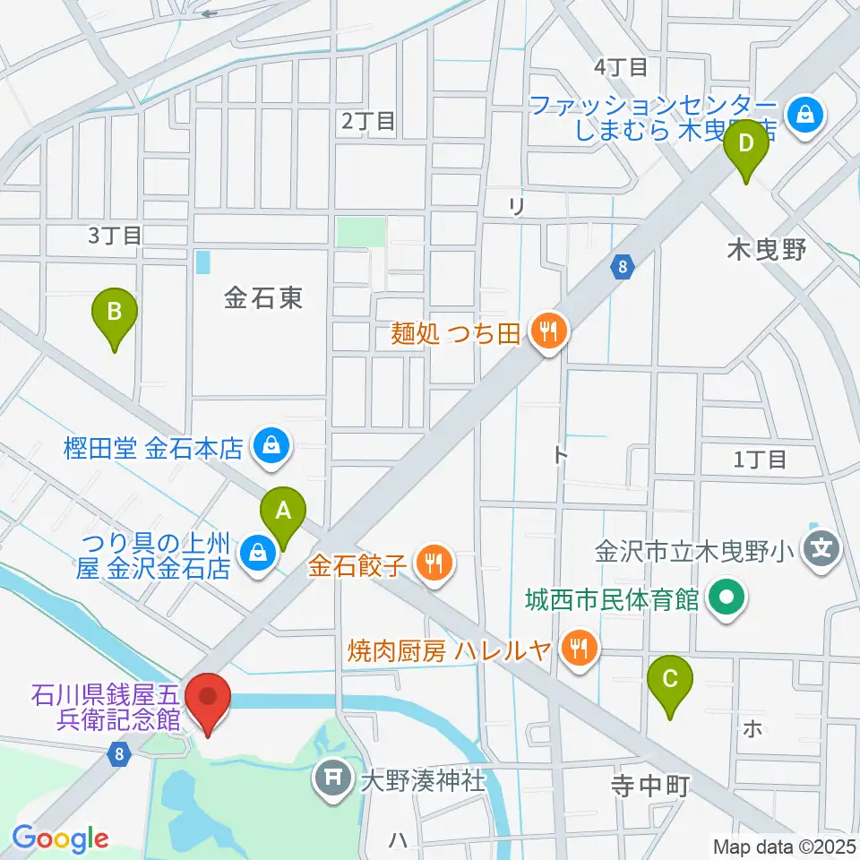 石川県銭屋五兵衛記念館周辺のコンビニエンスストア一覧地図