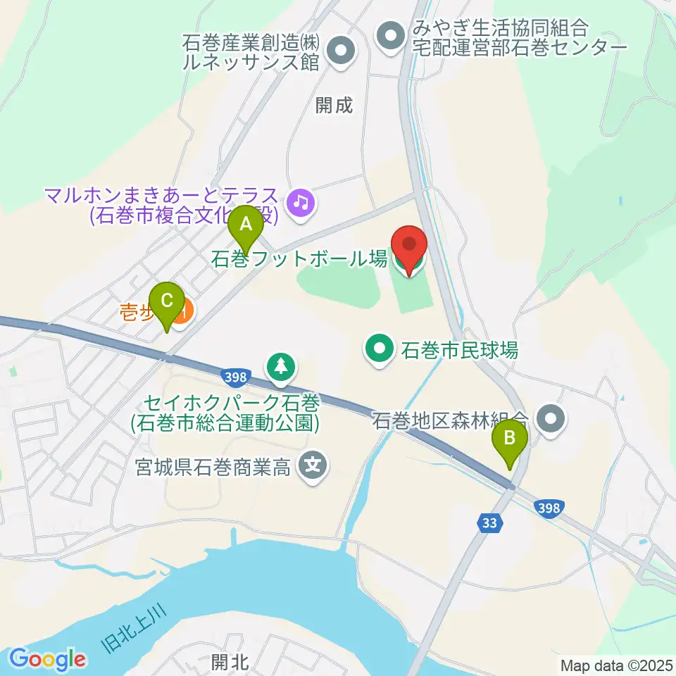 石巻フットボール場周辺のコンビニエンスストア一覧地図