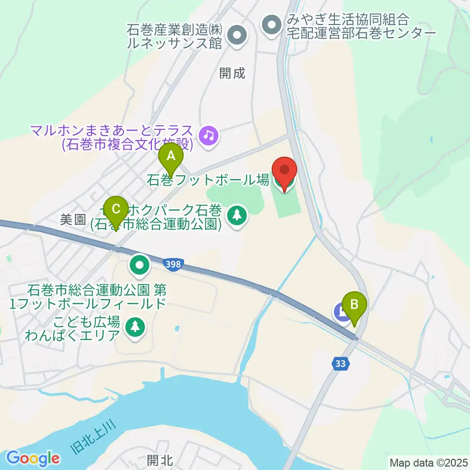石巻フットボール場周辺のコンビニエンスストア一覧地図