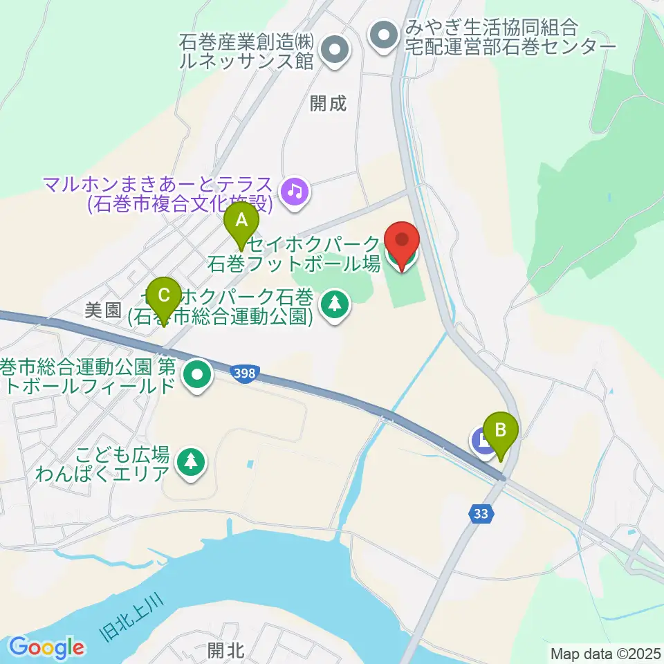 石巻フットボール場周辺のコンビニエンスストア一覧地図