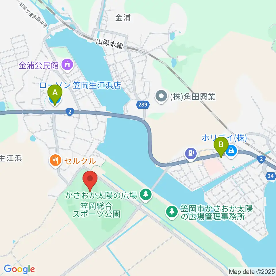 岡山県笠岡陸上競技場周辺のコンビニエンスストア一覧地図