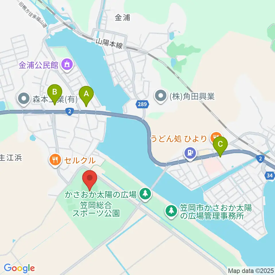 岡山県笠岡陸上競技場周辺のコンビニエンスストア一覧地図