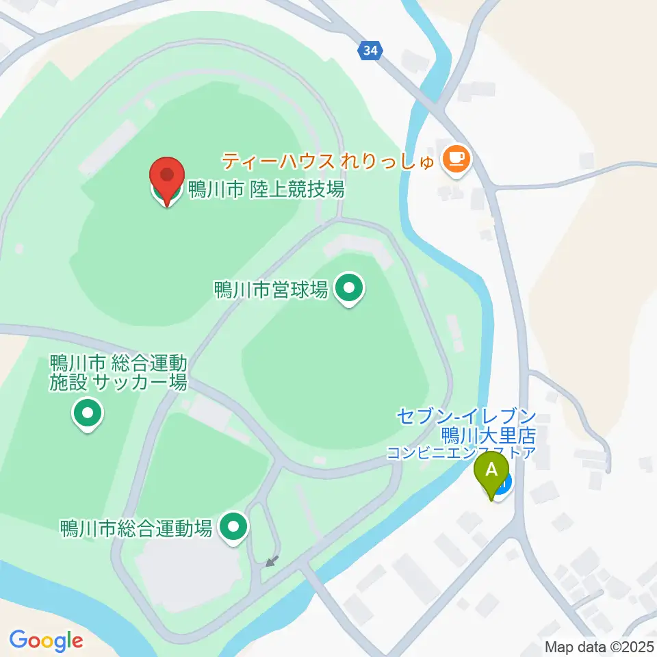 鴨川市陸上競技場周辺のコンビニエンスストア一覧地図