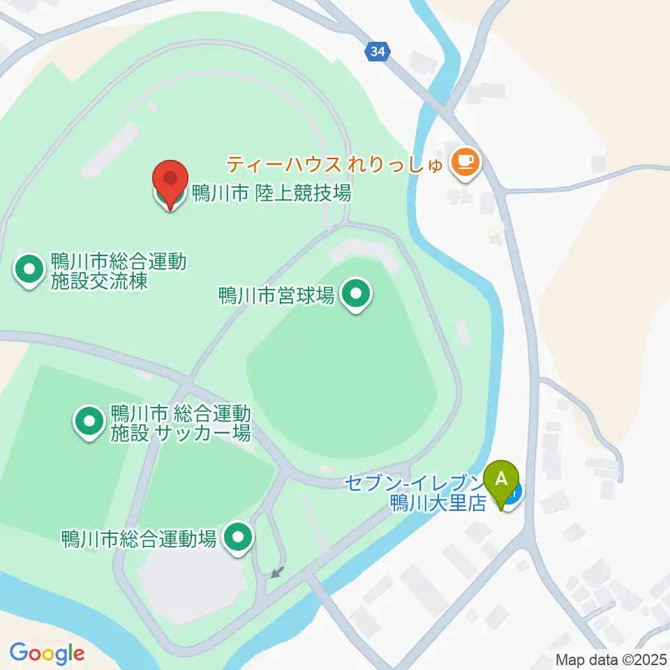 鴨川市陸上競技場周辺のコンビニエンスストア一覧地図