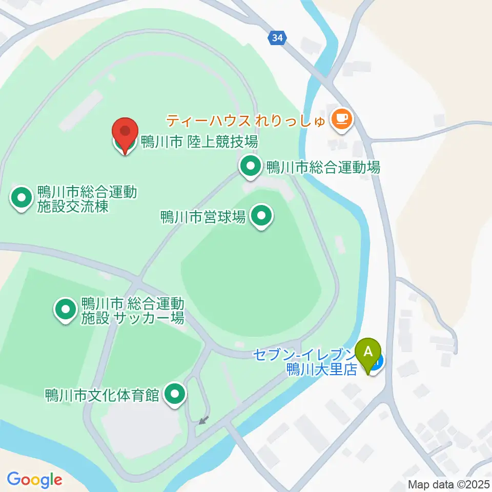 鴨川市陸上競技場周辺のコンビニエンスストア一覧地図