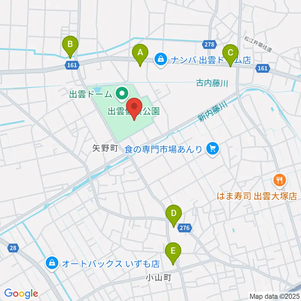 出雲健康公園多目的運動場周辺のコンビニエンスストア一覧地図