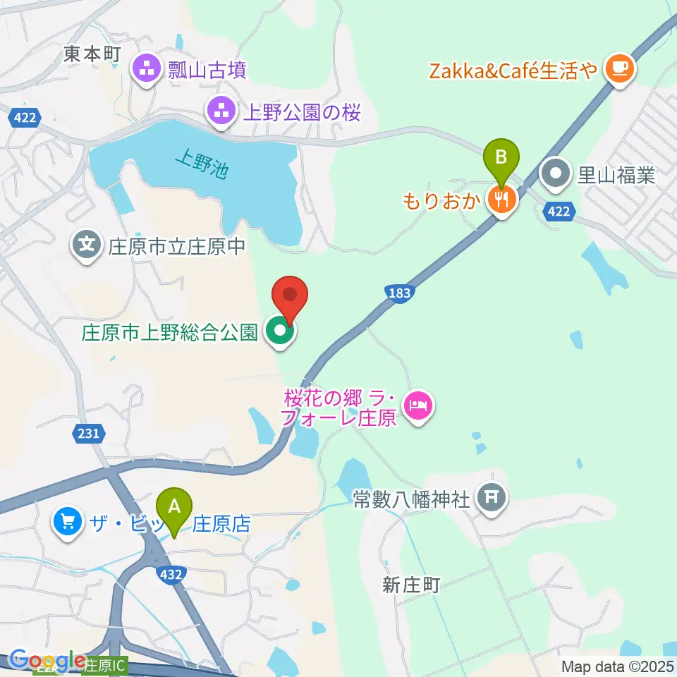 庄原市上野総合公園陸上競技場周辺のコンビニエンスストア一覧地図