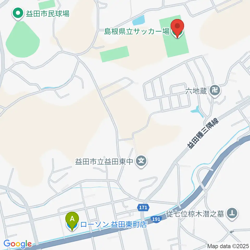 島根県立サッカー場周辺のコンビニエンスストア一覧地図