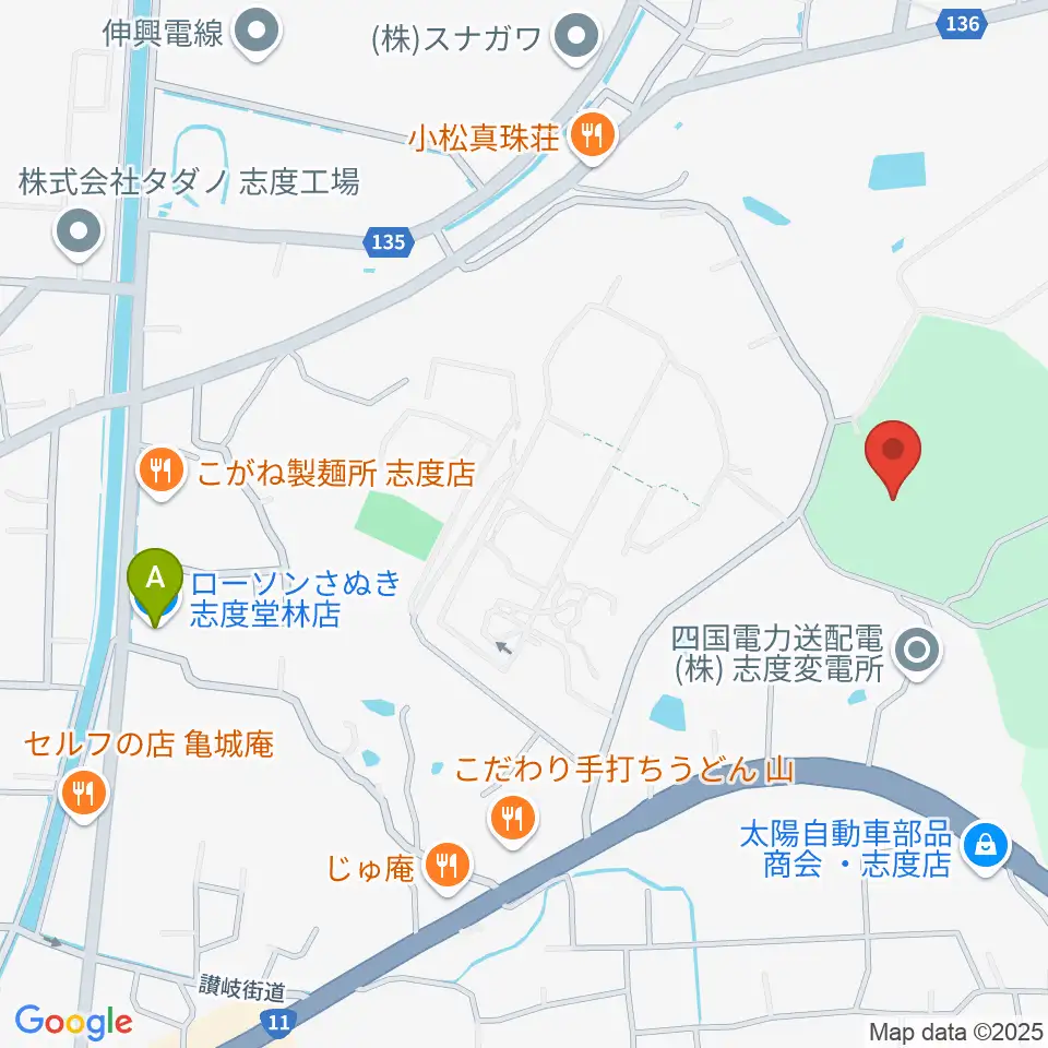 志度総合運動公園野球場周辺のコンビニエンスストア一覧地図