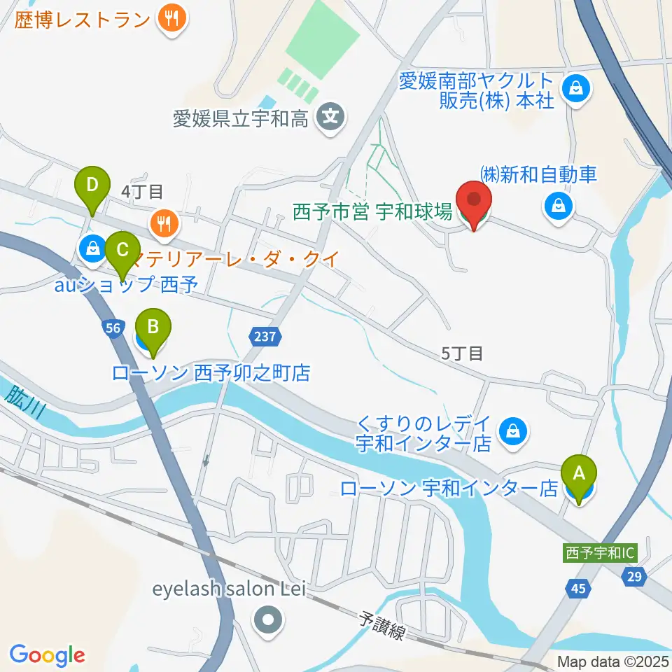 西予市営宇和球場周辺のコンビニエンスストア一覧地図