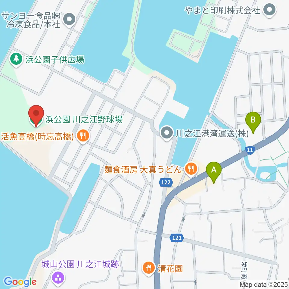 浜公園川之江野球場周辺のコンビニエンスストア一覧地図