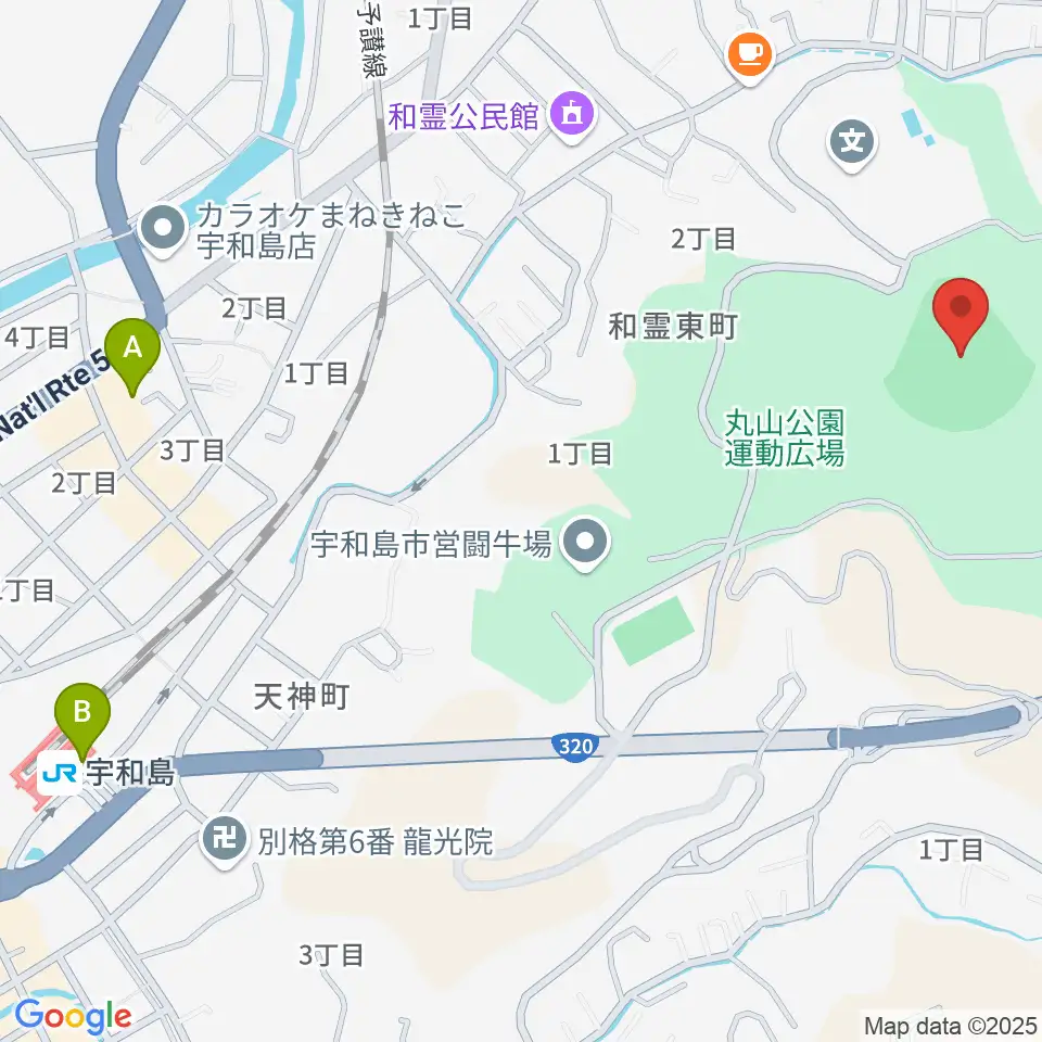 丸山公園野球場周辺のコンビニエンスストア一覧地図