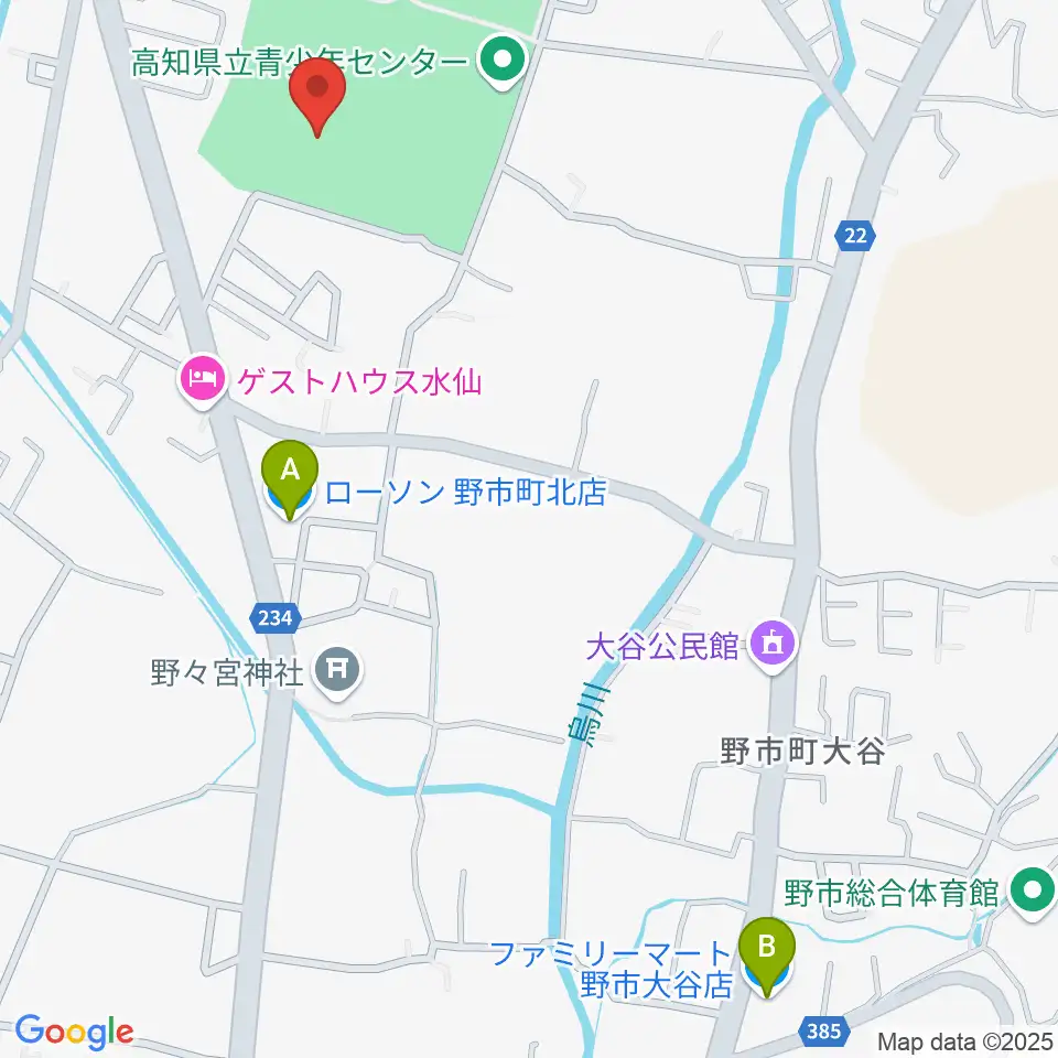 高知県立青少年センター陸上競技場周辺のコンビニエンスストア一覧地図