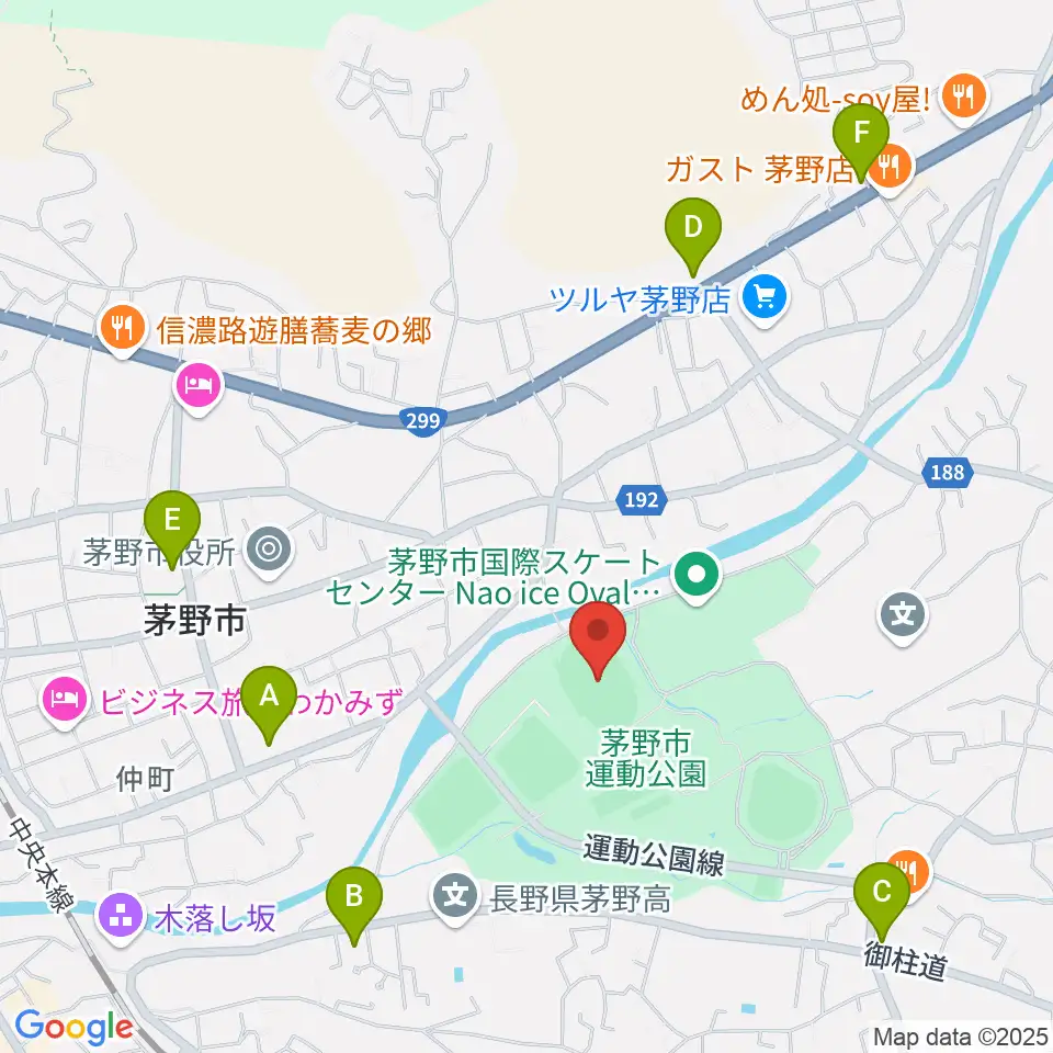 茅野市運動公園陸上競技場周辺のコンビニエンスストア一覧地図