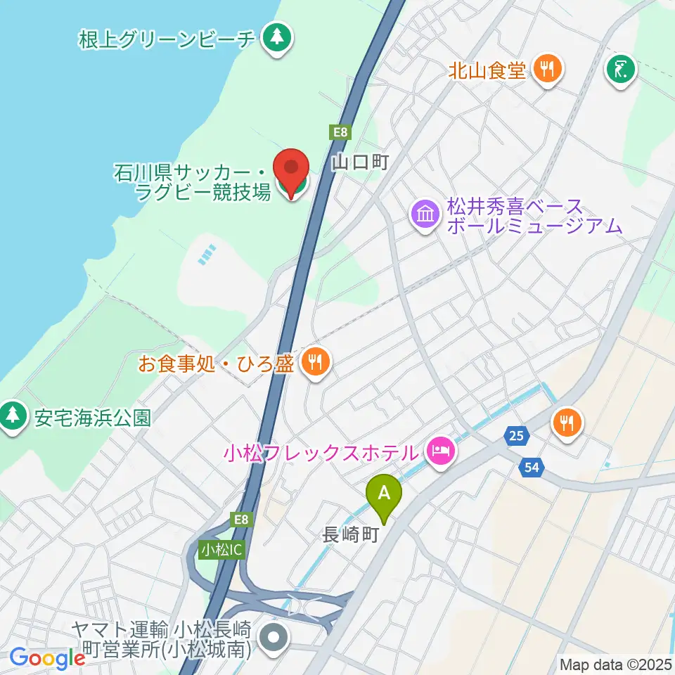 石川県サッカー・ラグビー競技場周辺のコンビニエンスストア一覧地図