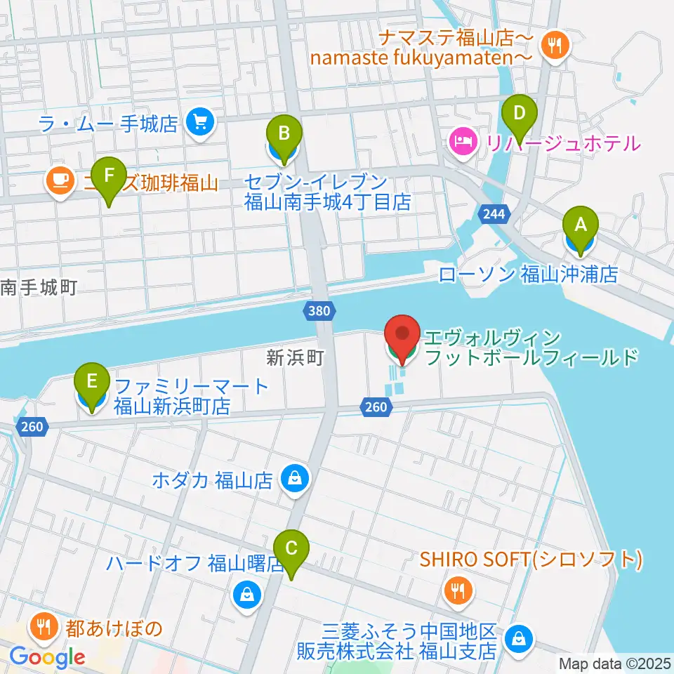 エヴォルヴィンフットボールフィールド周辺のコンビニエンスストア一覧地図