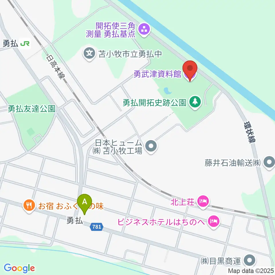 勇武津資料館周辺のコンビニエンスストア一覧地図