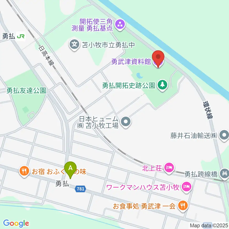 勇武津資料館周辺のコンビニエンスストア一覧地図