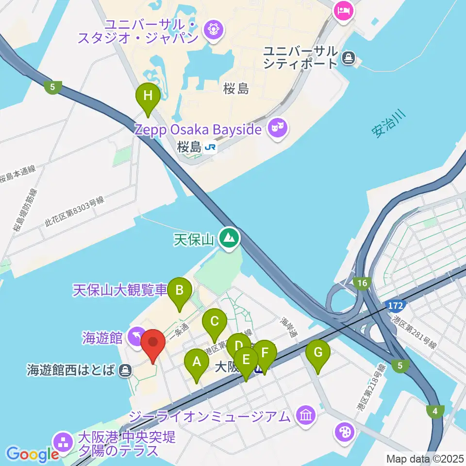 テンポハーバーシアター周辺のコンビニエンスストア一覧地図
