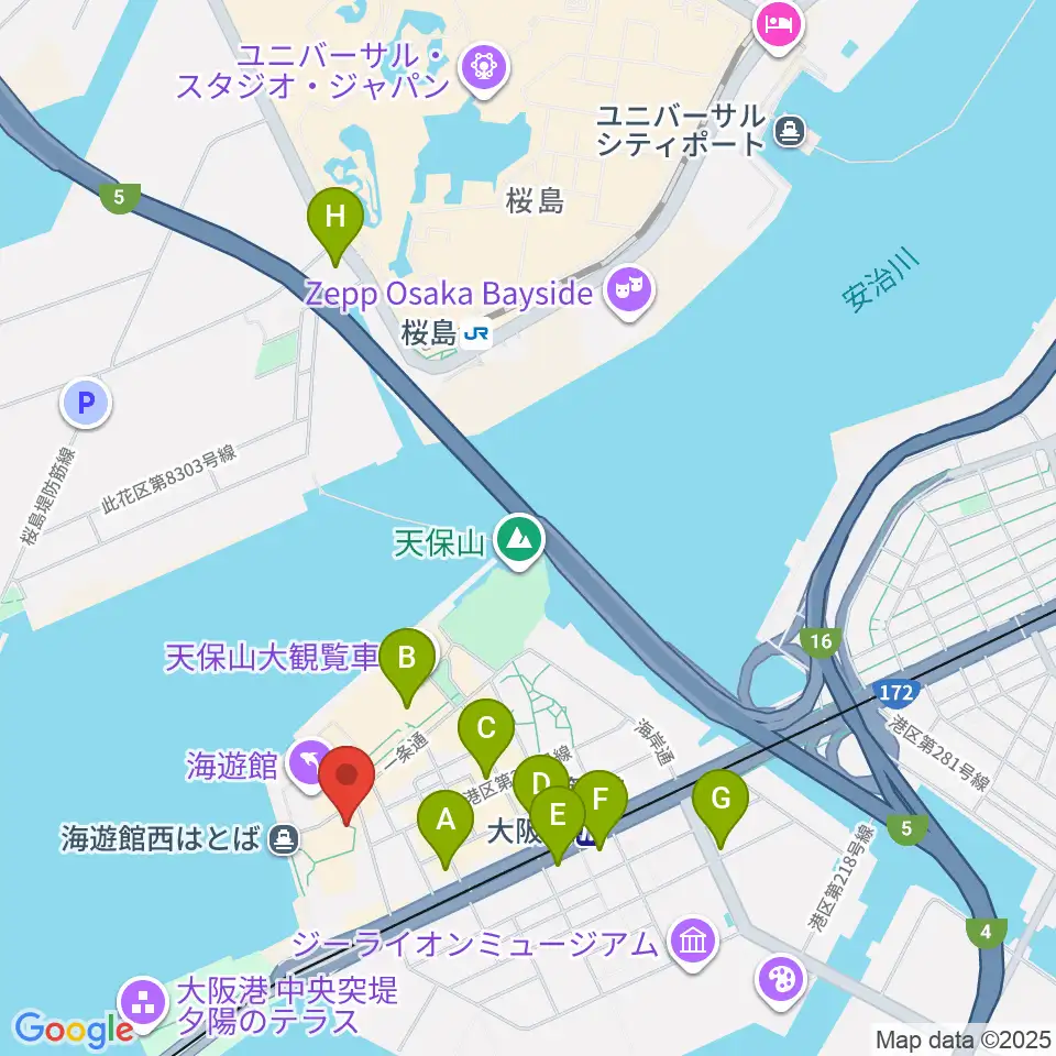 テンポハーバーシアター周辺のコンビニエンスストア一覧地図