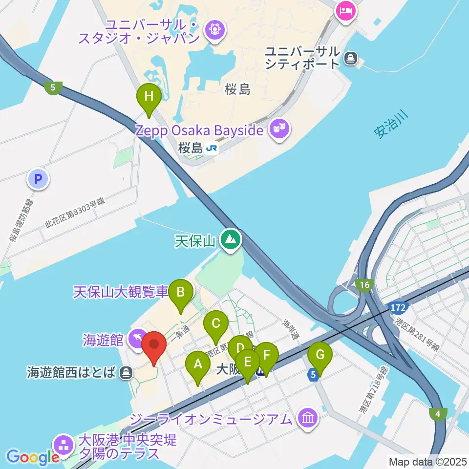 テンポハーバーシアター周辺のコンビニエンスストア一覧地図